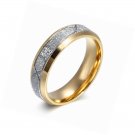 Stainless Steel Frosting CZ Cubic Zirconia Couple Ring  Engagement,6mm Width