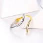 FOCALOOK Gold Silver Two Tone Charm Stainless Steel Open Cuff Bangle Bracelet