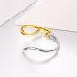FOCALOOK Gold Silver Two Tone Charm Stainless Steel Open Cuff Bangle Bracelet