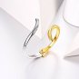 FOCALOOK Gold Silver Two Tone Charm Stainless Steel Open Cuff Bangle Bracelet