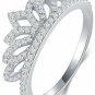 BORUO 925 Sterling Silver Ring, Cubic Zirconia Princess Crown Tiara Wedding Cz