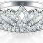 BORUO 925 Sterling Silver Ring, Cubic Zirconia Princess Crown Tiara Wedding Cz