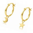 925 Sterling Silver Hoop Earrings Star and Moon