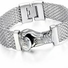 Cupimatch Men's Stainless Steel Boxing Glove Bracelet 19MM Wide Mesh Link Chain