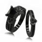 Black Rhodium Plated Princess Cut Heart Shape Wedding Engagement Bridal Ring Set