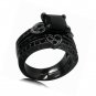 Black Rhodium Plated Princess Cut Heart Shape Wedding Engagement Bridal Ring Set