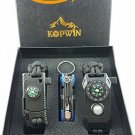 Paracord Survival Bracelet Set - Bonus Kopwin Keychain Multi Too Included