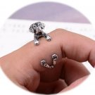 Zealmer Antique Silver Vintage Handmade Dog Wrap Ring Animal Rings For Women