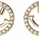 925 Sterling Silver and 18K Gold Plated Cubic Zirconia Shining 3D Emoji Smiling