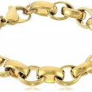 Piatella 18k Gold Plated Stainless Steel Rolo 7' X 0.4' Link Bracelet