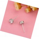 Sterling Silver 5MM CZ Stud Earrings Round Cut Cubic Zirconia 5 Prongs Setting