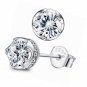 Sterling Silver 5MM CZ Stud Earrings Round Cut Cubic Zirconia 5 Prongs Setting