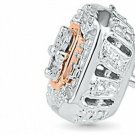 Sterling Silver With Pink Plating White Round Diamond Fashion Earring (0.03