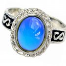 Silver Tone Multiple Color Changing Oval Stone Engraved Mood Ring Size 6-9