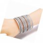 Adjustable Metal Cuff Bangles for Women Luxury W/Clear Rhinestones