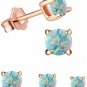 Tiny Round Opal Stud Earrings Sets For Kids-18K Rose Gold Plated Birthstones