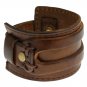 Punk retro style Authentic Wide Leather Casual Mens Brown Cuff Bangle Bracelet