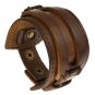 Punk retro style Authentic Wide Leather Casual Mens Brown Cuff Bangle Bracelet