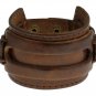 Punk retro style Authentic Wide Leather Casual Mens Brown Cuff Bangle Bracelet