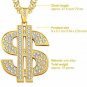 4 Pieces Gold Plated Chain Dollar Necklace for Men with Dollar Sign