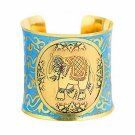 Indian Desire Brass   Ethnic Elephant  Cuff Bracelet in Gold Tone for Women