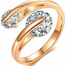 CULOVITY Womens Dainty Adjustable Cubic Zirconia Rings - Sparkling Round CZ (8