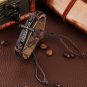 Scripture Cross Leather Bracelet, Men Bracelets Cuff Vintage Brown Boy