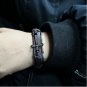 Scripture Cross Leather Bracelet, Men Bracelets Cuff Vintage Brown Boy