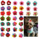 Yagopet 10pcs/pack Dog Hair Bows Cute Bright Flowers Designs Rubber Bands Dog