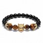Animal Head Wolf Strand Bracelet Crown Natural Stone Punk Braclets Men Biker