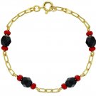 In Season Jewelry 18k Gold Plated Simulated Azabache Bracelet Evil Eye Girls 6'