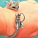DOUBLE HEADED DRAGON SOLID ROPE CUFF BRACELET Stainless Steel