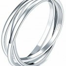BORUO 925 Sterling Silver Ring Triple Interlocked Rolling High Polish Ring Size