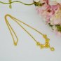 24k Yellow Gold Plated GP Thai Women Gorgeous Flowers Pendant Chain Necklace