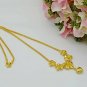 24k Yellow Gold Plated GP Thai Women Gorgeous Flowers Pendant Chain Necklace