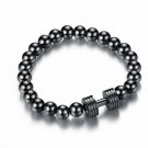 Reve Jewelry Men?s 8MM Stainless Steel Beads Barbell Stretch Bracelet, 3