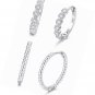 2 Pairs Sterling Silver Small Hoop Earrings Cubic Zirconia Huggie Stud