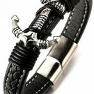 Halukakah JAZZ Men's Genuine Leather Bracelet Titanium Magentic Clasp 8.46 With