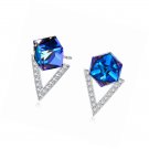 Stud Earrings Sterling Silver Triangle Crystal Color Change Hypoallergenic