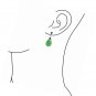 Green Jade Marcasite Teardrop Dangle Stud Earrings 925 Sterling Silver