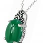 Sterling Silver Simulated Gemstone Oxidized Bali Inspired Filigree Oval Necklace