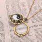 Can Openable Antique Gold Chain Magnifying Glass Pendant Necklace Yinyang Women