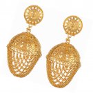 Indian 14K Gold Plated Wedding Bridal Layered Fringe Dangle Earring Set