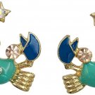 Sealife Nautical Theme Rhinestone Bling Post Stud Earrings - Mixed Styles (Blue