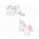 Hypoallergenic Sterling Silver Prancing Unicorn Heart Earrings for Kids