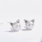 S.Leaf Cat Stud Earrings Freshwater Cultured Pearl Stud Earrings Sterling Ear