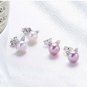 S.Leaf Cat Stud Earrings Freshwater Cultured Pearl Stud Earrings Sterling Ear