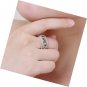 Ring 925 Sterling Silver 3-Stone Created Emerald Quartz Princess Cut CZ Band