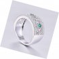 Ring 925 Sterling Silver 3-Stone Created Emerald Quartz Princess Cut CZ Band