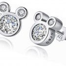 Mouse Stud Earrings Sterling Silver Birthstone for Women Girl Birthday Gift